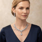 Regal Radiance Cubic Zirconia Jewelry Set with Rhodium Finish Statement Necklace Set