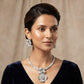 Graceful Splendor Cubic Zirconia Jewelry Set with Rhodium Finish Necklace and Earrings