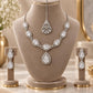 Mesmerizing Cubic Zirconia Jewelry Ensemble with Rhodium Finish and Elegant Drop Earrings