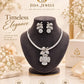 Graceful Splendor Cubic Zirconia Jewelry Set with Rhodium Finish Necklace and Earrings