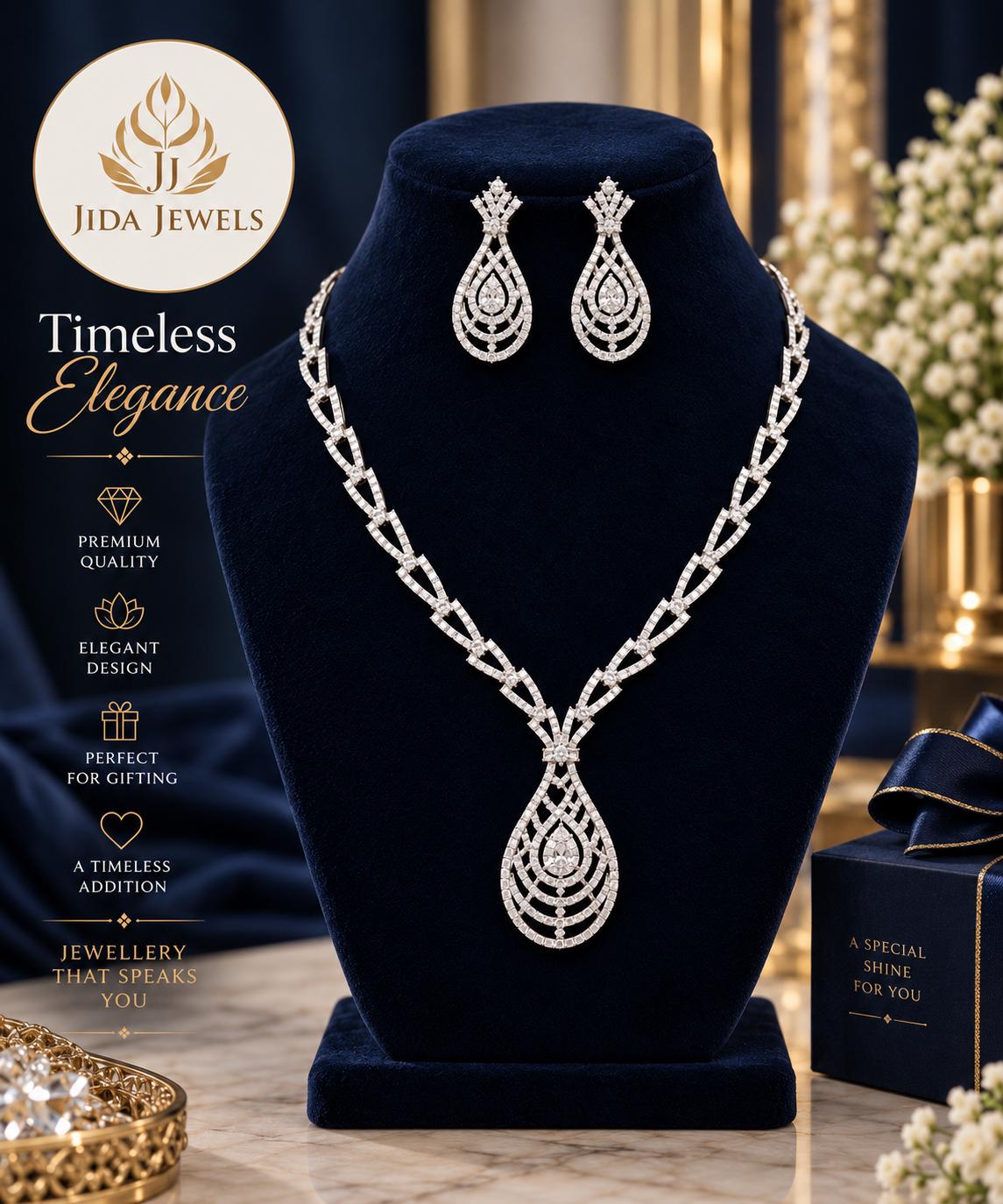 Woven Lattice Teardrop Statement Necklace and Earrings Set