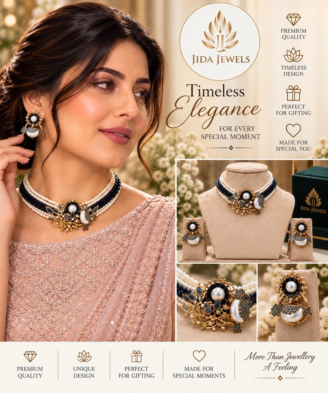 Traditional Jewelry Set for Women Elegant Necklace/Choker and Matching Earrings for Occasions