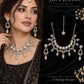 Scalloped Choker Set Featuring Coordinating Drop Earrings and Hair Tikka