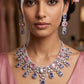 Luxury Statement Necklace with Blush Pink and Lilac Stone Details and Coordinating Drop Earrings