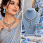 Elegant Highend Designer Victorian Finish Necklace and Earrings Set with Blue Center Marble Stones and Intricate Stones