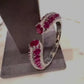 Ruby Red Cuff Bracelet, Gold Plated Open Bangle, Statement Bracelet