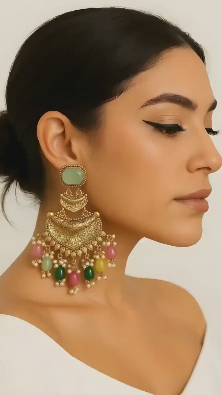 Bollywood Designer Dangle Jewelry for Women, Elegant Statement Earrings