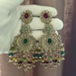 Traditional Gold Tone Chandbali Earrings with Multicolor Beads for Festivals