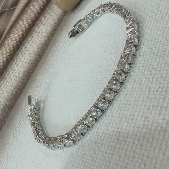 Silver Tennis Bracelet for Women, Statement, Elegant Link Bracelet, Adjustable Party Jewelry
