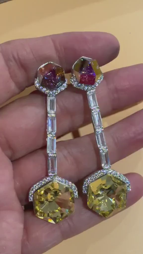 Designer Dangle Earrings with Geometric Contemporary Style