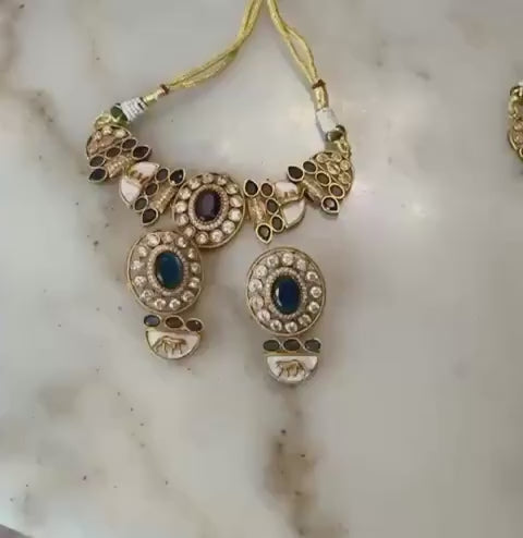 Kundan Choker Necklace Set – Emerald Green, Sabyasachi Inspired Indian Jewelry