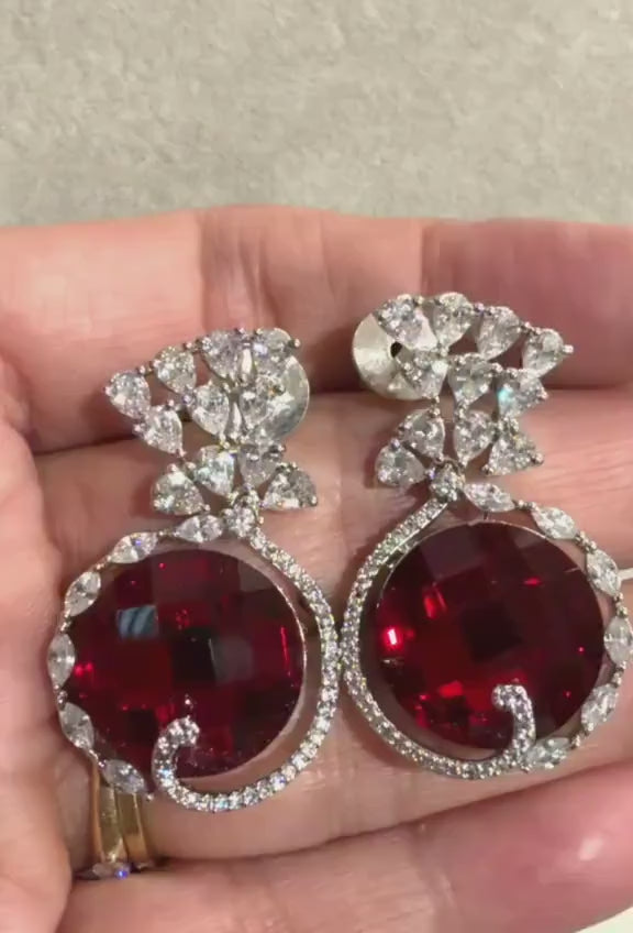 Timeless Statement Earrings with Round Gem and Modern Elegance Swarovski