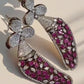 Ruby & Diamond Stones Designer Earrings | rhodium Plated Floral /CZ Stone.